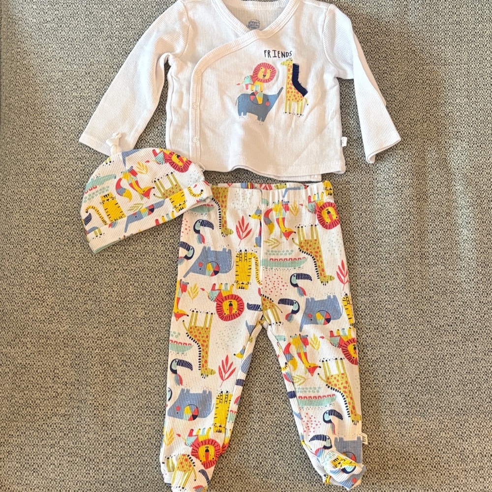 🐻 EXERSAUCERS BRIGHT BABY SET WITH HAT 6-9M